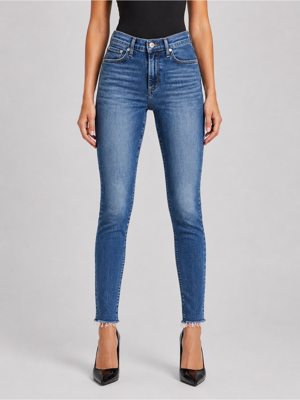 NWT AGOLDE Raw-Hem Straight Jeans in Medium Blue